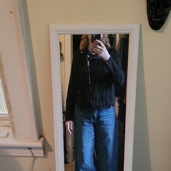 Michael Kors Black Fringe Leather Jacket - Picture 5 of 6